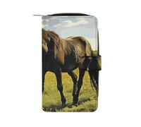 FCTVSKLN Wallet for Men Coin Purse Card Case Zipper Grazing Wild Horses Printed Wallet Multi Credit Card Holder Purse for Men Women, style, 19.7x11x3.5cm, Casual