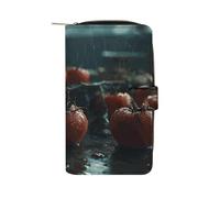 FCTVSKLN Wallet for Men Coin Purse Card Case Zipper Water The Tomatoes Printed Wallet Multi Credit Card Holder Purse for Men Women, style, 19.7x11x3.5cm, Casual