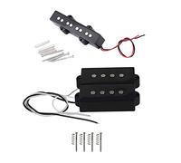 Fcuajdkq 1 Set Pb P Bass Pickup Humbucker Pickup for 4 String P Bass Guitar Part & 1 Set Pro Electric Bass Open Type Noiseless Bridge Pickup for 4 String Style,Black 95X18.3Mm