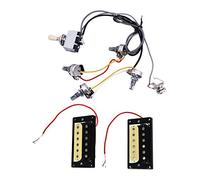 Fcuajdkq 2pcs Faced Humbucker Double Coil Pickups Electric Guitar & 1pcs Guitar Wiring Harness Prewired 2 Volumes 2 Tones 4-500K Pots For LP Guitar