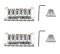 Fcuajdkq 2X Hardtail Guitar Bridge Body Through for 6 String Electric Parts Silver