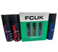 FCUK One Of Each Set - Mens Body Spray Trio Gift Set for Him with Topline Thank You Card. Festive Gift Idea for Stocking Fillers, Secret Santa Gifts or Gift Set for Birthdays.