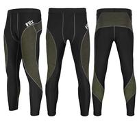 FCX Men Compression Tight Pants Sports wear Cycling Base Layer Under Armour Comfortable Running Yoga Gym Leggings (Black-Green, XX-Large)