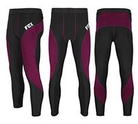 FCX Men Compression Tight Pants Sports wear Cycling Base Layer Under Armour Comfortable Running Yoga Gym Leggings (Black-Maroon), XXL