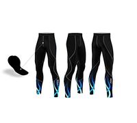 FCX Womens Cycling Tights Padded Winter Bicycling Riding Thermal Biking Trouser Pants Outdoor Sports Tights (Black Sky blue, X-Large)