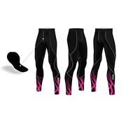 FCX Womens Cycling Tights Padded Winter Bicycling Riding Thermal Biking Trouser Pants Outdoor Sports Tights (Black Pink, Medium)