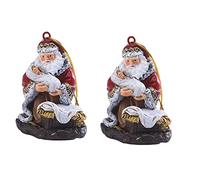 FCXDMY 2pcs Creative Santa Resin Decoration Pendant Holding Charming Christmas Tree Ornament for Home School and Holiday Decor