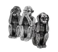 FCXDMY 3pcs Resin Monkey Figurines Sturdy Animal Ornaments for Home Office Living Room Decor Symbolic Wisdom Desktop Resin Statues for Shelf Display
