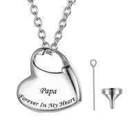 FCXDMY Funeral Cremation Urn Necklace For Ashes,Heart Shaped Forever In My Heart Pendant Cremation Memorial Keepsake Jewelry For Women Men Lockets For Ashes ui