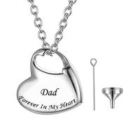 FCXDMY Funeral Cremation Urn Necklace For Ashes,Heart Shaped Forever In My Heart Pendant Cremation Memorial Keepsake Jewelry For Women Men Lockets For Ashes ui