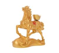 FCXDMY Gold Feng Shui Horse Ornament with Ingot for Wealth Prosperity Horse Year Decoration Office Tabletop Statue for Success and Ambition Motivation