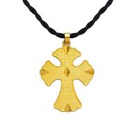 FCXDMY Large Thick Textured Shiny 6.4Cm Ethiopian Cross Jewelry Pendant And Black Rope For Women Eritrea African Ethnic Ornaments Jewelry ui