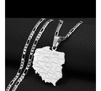FCXDMY Mens Polska Map Jewelry For Women - Polska Map Necklace Cities Name Pendant Necklaces Maps Of Poland Figaro Chains Jewelry For Men And Womens Statement Jewellery ui