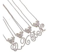 FCXDMY nitials and Butterfly Necklace Exaggerated Butterfly Clasp Full Diamond Alphabet Pendant Necklace Hip Hop Shiny 26 A-Z Vintage Font Alphabet Jewelry ui