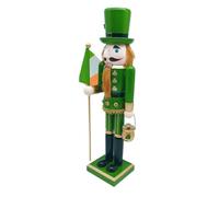 FCXDMY Patrick's Day Wooden Nutcracker Soldier Irish Shamrock Hand-Painted Ornament Lucky Collectible Home Decor