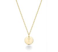 FCXDMY Sterling Silver or Yellow Gold Over Round Initial Pendant Necklace for Women 18 + 2 Inch Chain, Dainty Letter