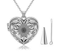 FCXDMY Sunflower Heart Shaped Urn Necklaces For Ashes - Forever In My Heart Urn Necklace Ashes Keepsake Memorial Lockets Cremation Memory Jewelry For Women Men,As Shown ui