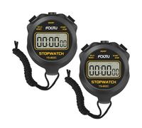FCXJTU 2Pack Simple Basic Stopwatch Timer, Only Stopwatch Mode No Bells, No Clock, No Alarm, Pure Silent Stopwatch with On/Off for Kids Sports Coaches Referees (Black)