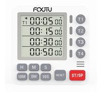 FCXJTU Digital Dual Kitchen Timer, 4-Channel Magnetic Countdown Timer for Cooking, On/Off, Large Display Multi Food Loud Alarm Silent for Classroom Seniors Battery Included (White)