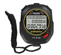 FCXJTU Digital Stopwatch Timer, 100 Lap Split Memory Timer & Calendar Alarm, Pace Mode with 3-Row Extra Large Screen Water Resistant Includes Battery, Lanyard for Coach (100Lap)