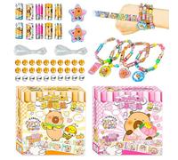 FCXVXCL 2PCS Capybara Sticker Bracelet Making Kit,Mini Holographic Sticker Bracelet DIY Stickers Bracelets Kit,Creative Reusable Toy for Friendship Gifts,Birthday Gifts,Party Favors