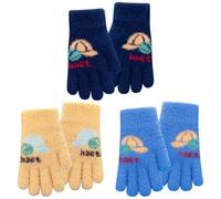 FCXVX aseball Pattern Kids Magic Gloves 3 Pairs Children Gloves Colorful and Soft Winter Kids Warm Magic Mittens Full Fingers Stretchy Knitted Mittenss Cartoon Pattern for Boys Age 4-10