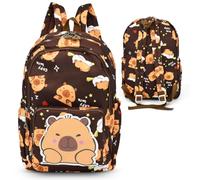 FCXVXCL Capybara Backpack Children, Capybara Backpack Children's School Bookbag Large Capacity Kids Rucksack Student School Bookbag Travel Rucksack Gift for Kids Boys Girls 42x33x12cm