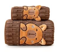FCXVX apybara Bath Towel 2 Piece Cute Bathroom Towel Bath Spa Towels Coral Fleece Bath Towels Comfortable Soft Fluffy for Summer Outdoor Travel Camping Swimming Surfing