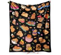 FCXVXCL Capybara Cartoon Blanket Flannel Blankets Cute Cartoon Anime Quilts Throws for Kids Couch Bed Lounging Decoration Perfect for Sleepovers Camping Gift for Kids