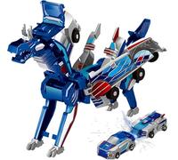 FCXVXCL Dragon Transforming Car Robot Toys, Magnetic Transforming Car - 2 in 1 Transformings Cars, Dragon Dinosaur Collision Transformings Cars, Pegasus Pterosaur Unicorn Toys for Kid Birthday (Blue)