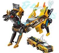 FCXVXCL Dragon Transforming Car Robot Toys, Magnetic Transforming Car Toy, 2 in 1 Collision Automatic Deformation Dragon Toy Cars, Pegasus Pterosaur Unicorn Toys for Kid Boys Girls Birthday (Gold)