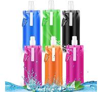 FCXVXCL Folding Water Bottle, Foldable Water Bottle Set, 500 ml Foldable Flexible Reusable Water Bottle for Hiking, Adventures, Travel, 6 Pieces
