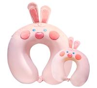 FCXVXCL Kids Neck Pillows for Travel, Kids Travel Pillow, Rabbit Neck Support Pillow, Cute U-Shaped Travel Pillow for Airplane, Portable U Shaped Cushion Travel Accessories (Pink,30cm)