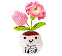 FCXVXCL Knitting Crochet Flowers, Handmade Crochet Tulip Pot, Funny Crochet Plants, Handmade Knitted Bouquet for Mother's Day Wedding Anniversary Graduation Birthday