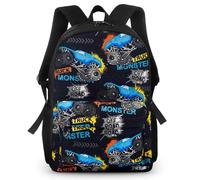 FCXVXCL Monster Trucks Backpack,Cartoon Print Backpack Children's Cartoon Large Capacity Schoolbag,Leisure Waterproof School Bag Large Capacity,Primary and Secondary Bag 40x29x12.5cm