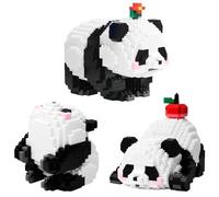 FCXVXCL Panda Mini Building Blocks Set, Panda Building Bricks Toy Cute Animals Building Sets Children DIY Blocks Collection Ornament Plastic Particle Building Toys Mini Bricks Set for Birthday Gifts