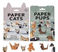 FCXVXCL Paper Cats Origami Kit, 100PCS DIY Origami Cats & Pups, 3D Origamis Animal Kit, Creative Craft Activity for Adults Kids Animal Lovers, Handmade Cat Desk Decoration Gift (Catss & Pups)