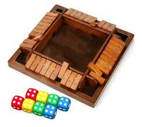 FCXVXCL Shut the Box Game 4 Player, Shut The Box Game Wooden Board, Shuts The Boxs Games Dice Games Wooden Math Traditional Pub Board Dice Gamess, Travel 4 Players Great Family Boards Gamess Holiday