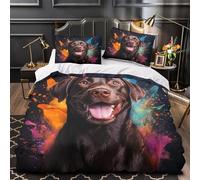 FCYHRALCR Chocolate dog portrait 3D Printing Duvet Insert Cover 3pc Premium Microfibre Light Vibrant splash Quilt Cover 2 Pillowcases Concealed Zipper Bedroom Decor Teens Young Adults King（220x240cm）