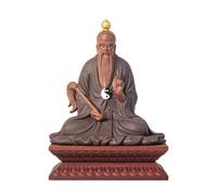 Fcyonixee Chinese Tai Shang Lao Jun Zisha Purple Clay Statue, Taoist Deity Philosopher Figurine Decor for Home & Office,Taoism Dao De Tian ZUN Meditation Sculpture, Spiritual Feng Shui Ornament