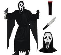 FCYQSD Ghost Face Costumes for Adults Kids Scream Costume Fancy Dress for Halloween Party