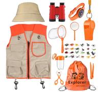 FCYQSD Kids Explorer Kit Explorer Kit Bug Hunting Costume for Kid Role Play-Great for Park Ranger Paleontologist Zoo Keeper Costume and Adventure Kids (Orange)