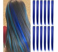 Fcysws 12Pcs Blue Hair Extensions Clip in Girls,21 Inch Hairpieces