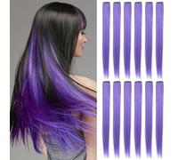 Fcysws 12Pcs Lavender Hair Extensions Clip in Girls,21 Inch Hairpiece