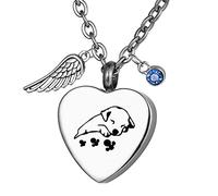 FCZDQ Sleeping Dog Memorial Keepsake Stainless Steel Cremation Jewelry for Ashes Urn Pendant, Stainless Steel, No Gemstone