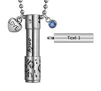 FCZDQ Stainless Steel Only Love Cylinder Ashes Holder Cremation Jewelry Urn Pendant Memorial Keepsake, Stainless Steel Gemstone