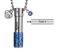 FCZDQ Stainless Steel Only Love Cylinder Ashes Holder Cremation Jewelry Urn Pendant Memorial Keepsake, Stainless Steel Gemstone