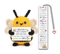 FCZIVA Godmother from Godson Goddaughter Handmade Crochet Bee Birthday Presents Aunty Bookmark 2pc Set Baptism Christmas Retirement Thanksgiving Godmother Life Is Sweeter with Your Love