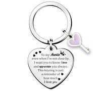 FCZIVA Keychain Rings Auntie Mother's Day Keyring For Women Birthday Appreciate Love Reminder Christmas Keepsakes Aunt Distance Relationship Aunty Heart Key Tag