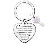 FCZIVA Keychain Rings Godmother Mother's Day Keyring For Women Birthday Appreciate Love Reminder Christmas Keepsakes Guardian Angel Distance Relationship Godmum Heart Key Tag for Her